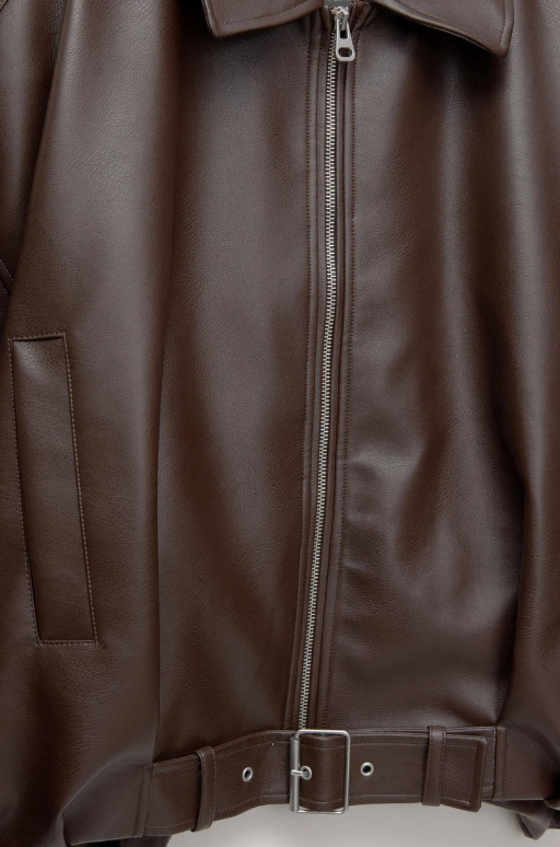 Yamia™ Oversized Leather Jacket with Belt